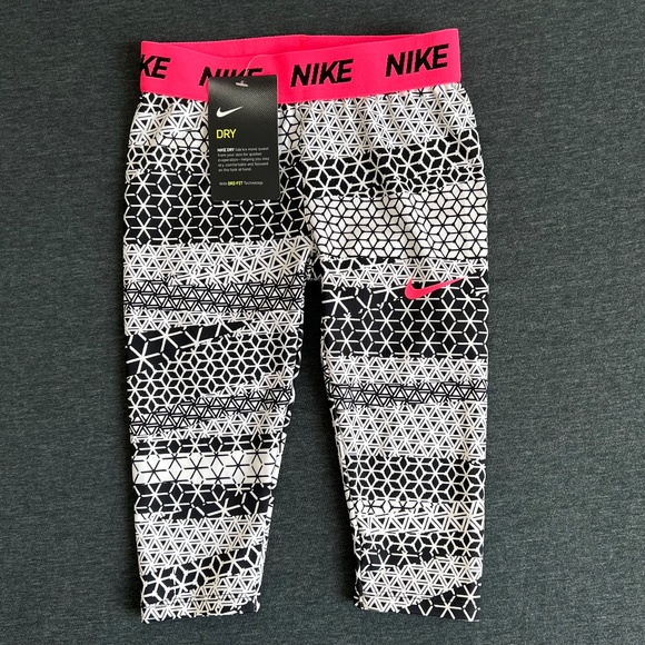NWT Nike Dry Little Girls' Sport Essentials Leggings Geometric Pattern Size 6 - Picture 3 of 10